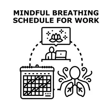 Mindful breathing schedule optimizing work productivity and relaxation Ilustração Stock