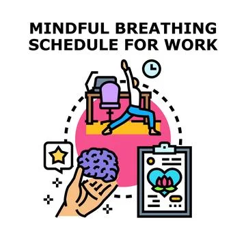 Mindful breathing schedule for work and wellness plan Stock Illustration