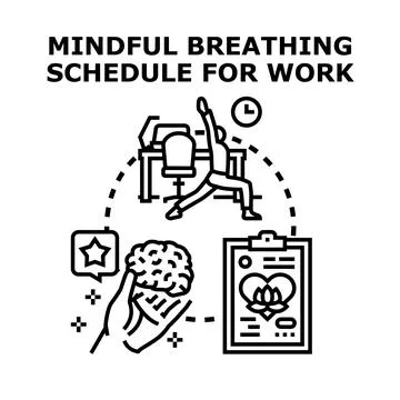 Mindful breathing schedule for work and wellness plan Illustrazione stock