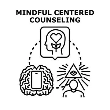 Mindful centered counseling and mental health concept Stock Illustration
