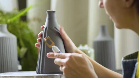 Mindful clay carving process Stock Footage 312195479