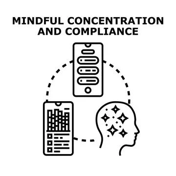 Mindful concentration and compliance using digital device Stock Illustration