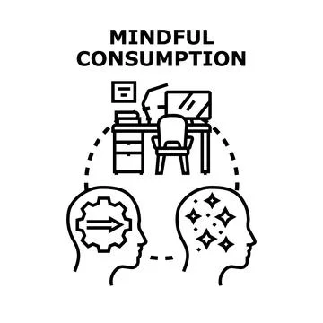 Mindful consumption concept developing new habits Stock Illustration