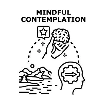 Mindful contemplation vector illustration picturing mental processes Stock Illustration