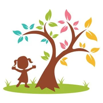 Mindful creative tree children Stock Illustration