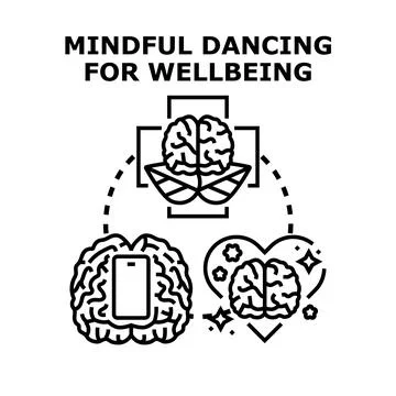 Mindful dancing promoting positive mental and emotional wellbeing 库存插图