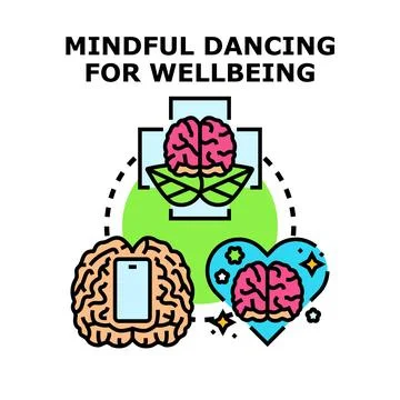 Mindful dancing promoting positive mental and emotional wellbeing 库存插图