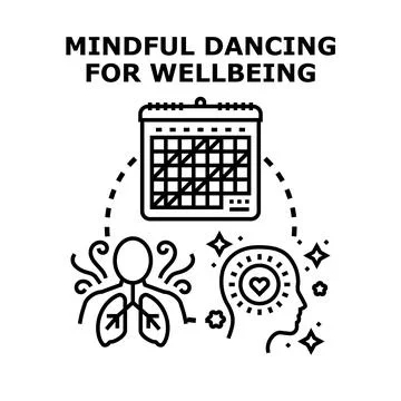 Mindful dancing promoting wellbeing and healthy lifestyle 库存插图