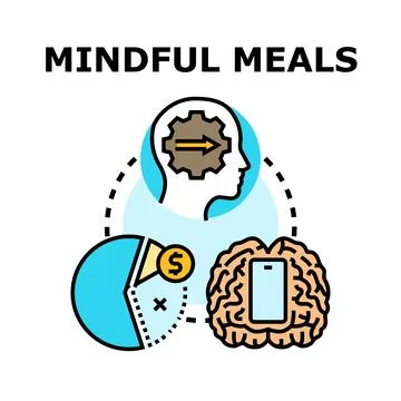 Mindful eating vector concept illustration for healthy lifestyle Stock Illustration