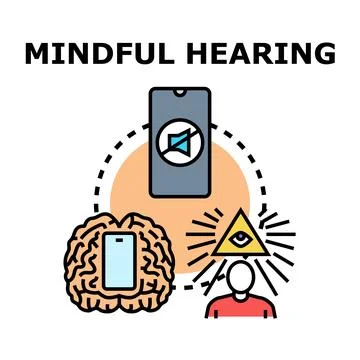 Mindful hearing concept controlling digital noise illustration Stock Illustration