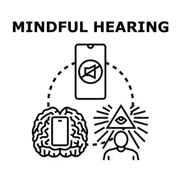 Mindful hearing concept controlling digital noise illustration Stock Illustration