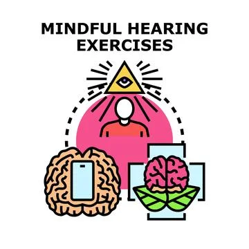 Mindful hearing exercises for mental wellness app Stock Illustration