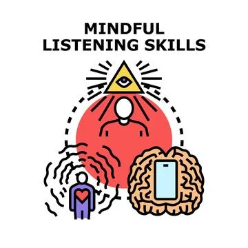 Mindful listening skills concept vector illustration Stock Illustration
