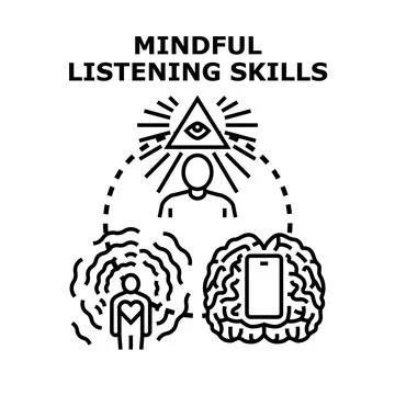 Mindful listening skills concept vector illustration Stock Illustration