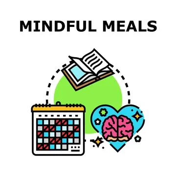 Mindful meals concept planning healthy eating habits Stock Illustration