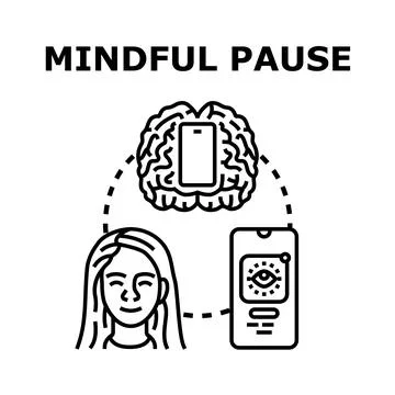 Mindful pause concept with digital wellbeing app 스톡 일러스트