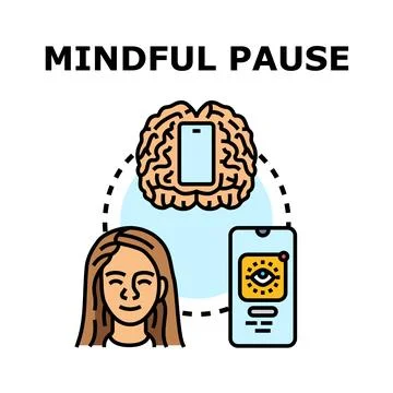 Mindful pause concept with digital wellbeing app 스톡 일러스트
