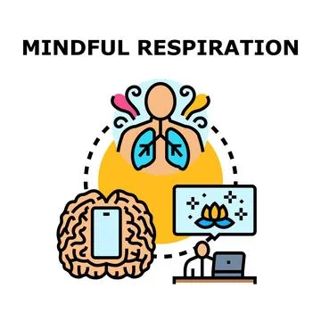 Mindful respiration improving mental well being and health Ilustración de archivo