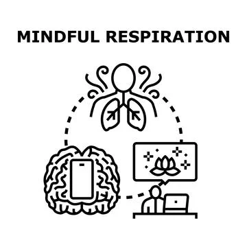 Mindful respiration improving mental well being and health Ilustración de archivo