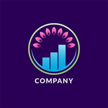 Mindful Saving Logo Design Concept With Lotus Petals Shape And Bar Chart In.. Stock-Illustration