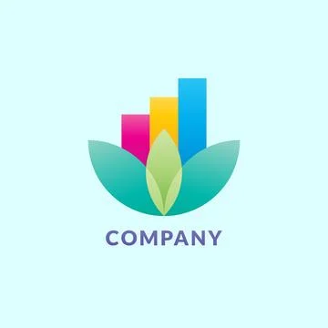 Mindful Saving Logo Design Concept With Lotus Leaf Shape and Colorful Bar C.. Illustrazione stock