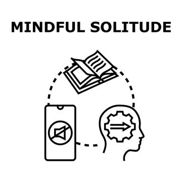 Mindful solitude concept with reading and digital detox Stock Illustration