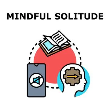 Mindful solitude concept with reading and digital detox Stock Illustration