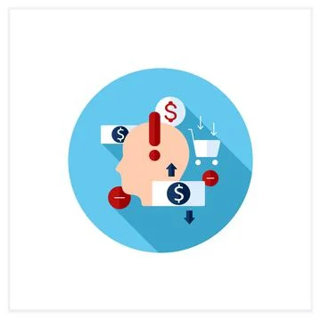 Mindful spending flat icon Stock Illustration
