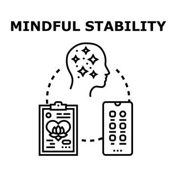 Mindful stability concept for digital psychology health Stock Illustration