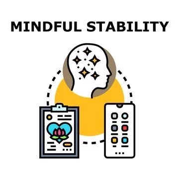 Mindful stability concept for digital psychology health Stock Illustration