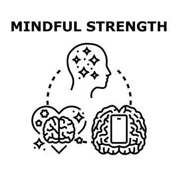 Mindful strength concept connecting brain, heart, and self Stock Illustration