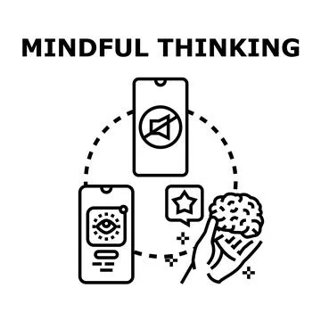 Mindful thinking concept developing mental awareness Stock Illustration