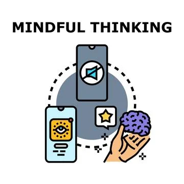 Mindful thinking concept developing mental awareness Stock Illustration