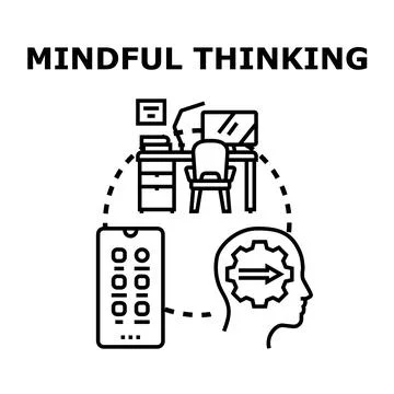 Mindful thinking concept of modern mental wellness Stock Illustration