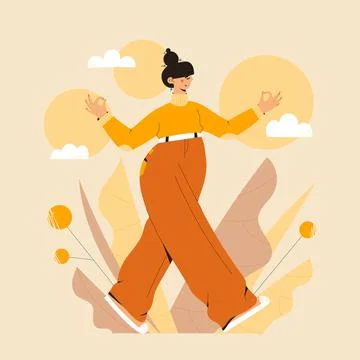 Mindful walking Stock Illustration