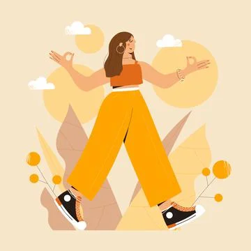 Mindful walking Stock Illustration