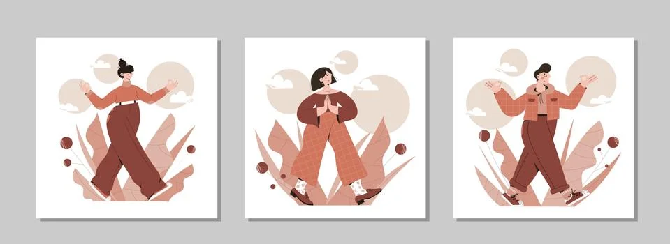 Mindful walking Stock Illustration