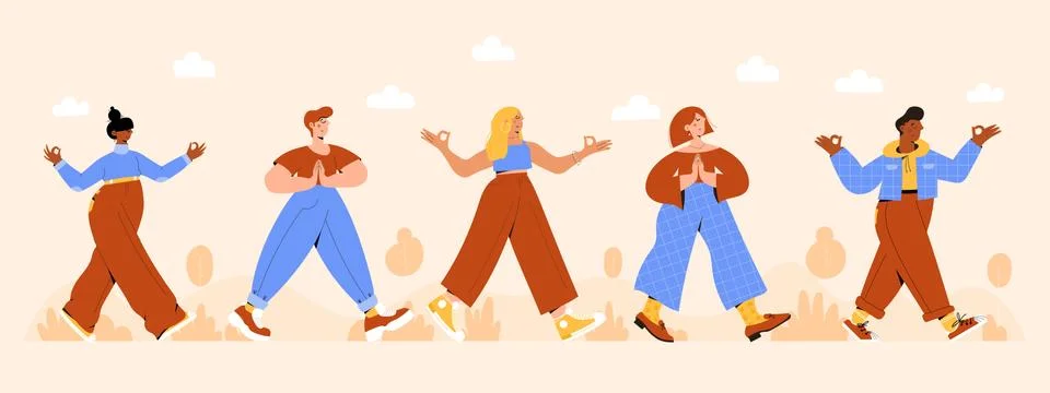 Mindful walking Stock Illustration