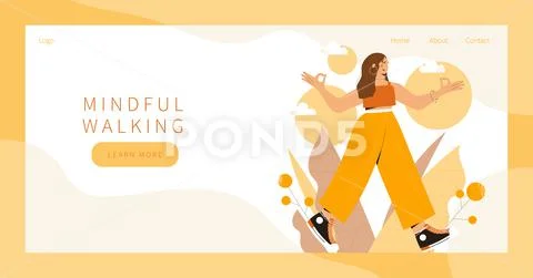 Mindful walking landing page Stock Illustration