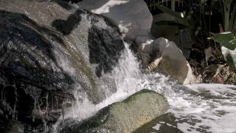 Mindfullness Garden Waterfall Slow Motion Relaxation Travel Spa Stock Footage 102125338