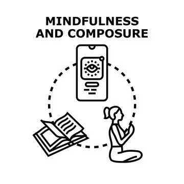 Mindfulness and composure practice for mental well being Stock Illustration