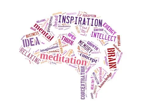 Mindfulness Brain, word cloud concept Stock Illustration