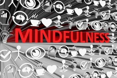 MINDFULNESS concept blurred background 3d render illustration Stock Illustration