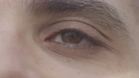 Mindfulness concept: closeup macro of man's eye. Peaceful and relaxation  Stock Footage 163740583