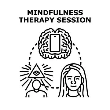 Mindfulness therapy session concept showing a calm woman Stock Illustration