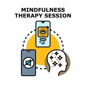 Mindfulness therapy session using online mental health app Stock-Illustration