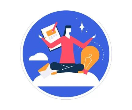 Mindfulness at work - colorful flat design style illustration Stock Illustration