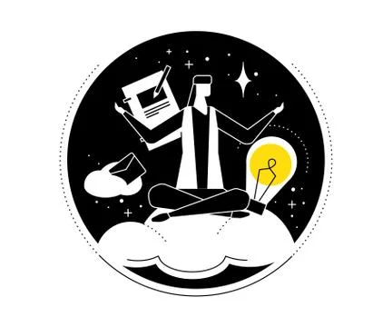 Mindfulness at work - flat design style illustration Stock Illustration