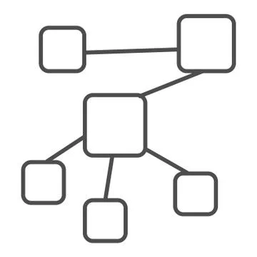 Mindmap structure thin line icon. Network diagram and chart symbol, outline Illustrazione stock