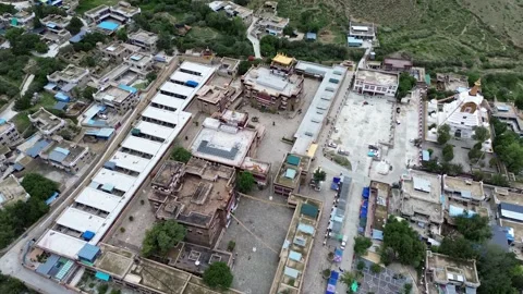 Mindrolling Monastery Aerial View, Shannan, Tibet Stock Footage 337324087